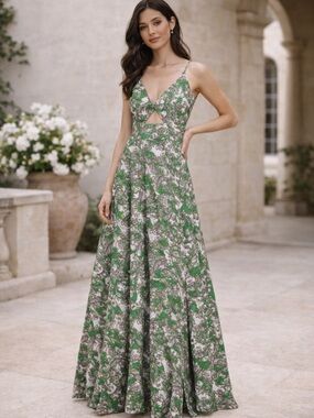 L’AGENCE Porter Maxi Dress NWT Green Paisley Twist Front Size 2